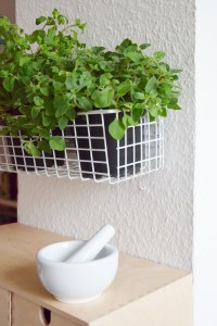 Drahtkorb mit Kräutern